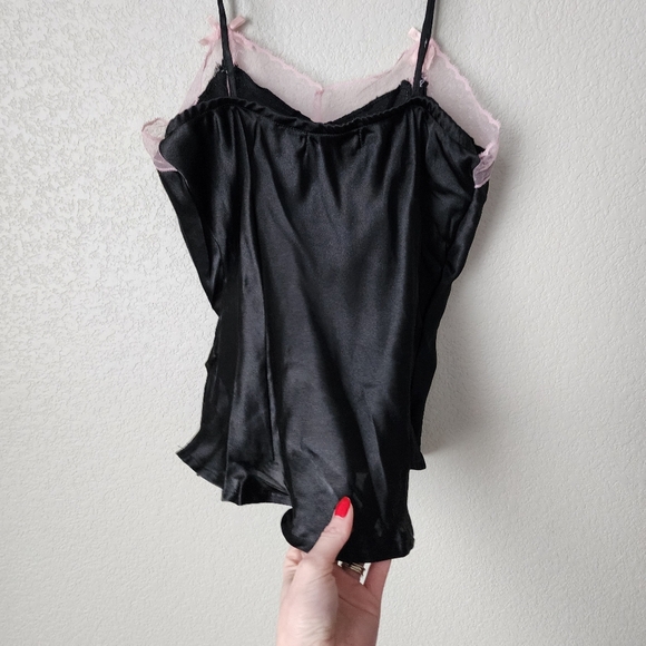 BONGO‎ x VINTAGE Y2K Satin feel slip tank in black / pink size XL - Picture 3 of 7